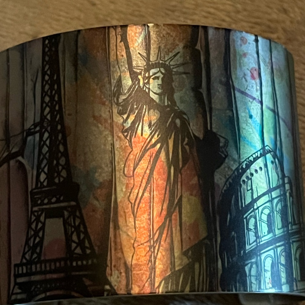 Tattooed Steel Multicolor Cityscape Cuff Bracelet